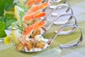 Appetizers with king prawns Royalty Free Stock Photo