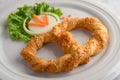 Appetizers of Pretzel on white dish Royalty Free Stock Photo