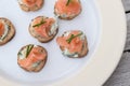 Appetizers with smoked salmon Royalty Free Stock Photo