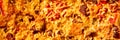 Pizza background - macro shot delicious italian pizza Royalty Free Stock Photo