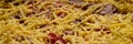 Pizza background - macro shot delicious italian pizza Royalty Free Stock Photo