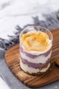 Appetizing blueberry trifle dessert in a glass cup Royalty Free Stock Photo