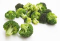 Appetizing broccoli inflorescences on a white background