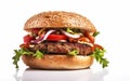 Appetizing burger on a white isolated background