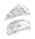Cheesy Pizza and Fill Taco Take Away Food Icon Set