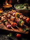 chicken kebabkebab with vegetables
