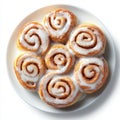 An appetizing cinnamon roll isolated against a white backdrop Royalty Free Stock Photo