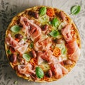 Italian pizza on rustic textile Royalty Free Stock Photo