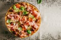 Italian pizza on rustic textile Royalty Free Stock Photo