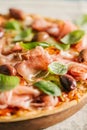 Italian pizza on rustic textile Royalty Free Stock Photo