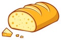Appetizing crusty golden bread loaf illustration with visible texture accompanied by a cheese wedge Royalty Free Stock Photo