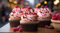 Appetizing cupcakes close-up. With delicious sweet berries