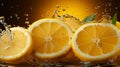Appetizing cut lemon fruits with drops of juice