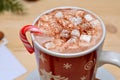 appetizing drink sweet cocoa drink with marshmallows