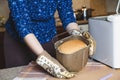 Appetizing fresh loaf of bread in form of baking bread Royalty Free Stock Photo