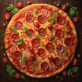 Appetizing fresh Pizza with. Fresh homemade pizza. Created with Generative AI