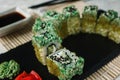 Appetizing fresh sushi, art food. Japanese cuisine Royalty Free Stock Photo