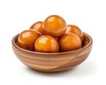 Appetizing gulab jamun with sweet syrup on a white background, Generative AI