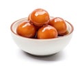 Appetizing gulab jamun with syrup on a white background, Generative AI