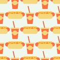 Appetizing hot dog seamless pattern background