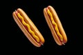 Appetizing hot dog with ultra realistic details in a dark background