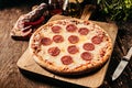 Appetizing Italian pepperoni pizza