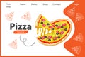 Appetizing Italian pizza banner, web design for selling pizza online, poster vector