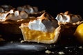 Appetizing Lemon Meringue Pie on a plate. Generative AI