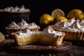 Appetizing Lemon Meringue Pie on a plate. Generative AI