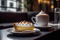 Appetizing Lemon Meringue Pie on a plate. Generative AI