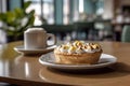 Appetizing Lemon Meringue Pie on a plate. Generative AI