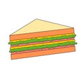 Isolated delicious ham sandwich icon