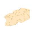 Appetizing organic cheese triangle piece with holes isometric vector doodle illustration