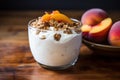 Appetizing Peach yogurt food. Generate Ai