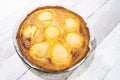 Appetizing pear tart made at home in the old way in France Royalty Free Stock Photo