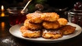 An appetizing picture of freshly fried latkes and sufganiyot, the delicious treats that add flavor to Hanukkah feasts