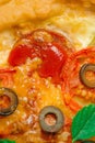 Appetizing pizza background closeup. Home made food. Royalty Free Stock Photo