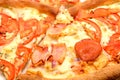 Appetizing pizza pieces as background closeup Royalty Free Stock Photo