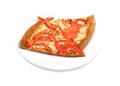 Appetizing pizza pieces on a plate isolated closeup Royalty Free Stock Photo