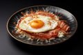 Appetizing Plate delicious fried egg breakfast. Generate Ai