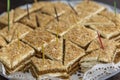 Appetizing portioned cakes on a plate. Close-up Royalty Free Stock Photo