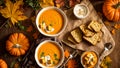 Appetizing pumpkin cream soup the kitchen fresh healthy meal home food dinner