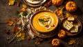 Appetizing pumpkin cream soup the kitchen fresh healthy meal vegan hot