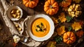 Appetizing pumpkin cream soup the kitchen fresh healthy meal vegan hot tasty