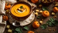 Appetizing pumpkin cream soup the kitchen fresh healthy meal vegan hot tasty autumn