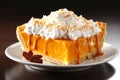 Appetizing pumpkin pie with whipped cream