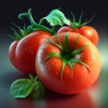 Appetizing Ripe red tomatoes with very fresh freshly washed branches - Generate Artificial Intelligence- AI