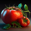 Appetizing Ripe red tomatoes with very fresh freshly washed branches - Generate Artificial Intelligence- AI Royalty Free Stock Photo