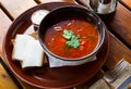 Appetizing Russian dish borscht