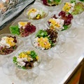 Appetizing salad in a transparent salad bowl, food closeup Royalty Free Stock Photo